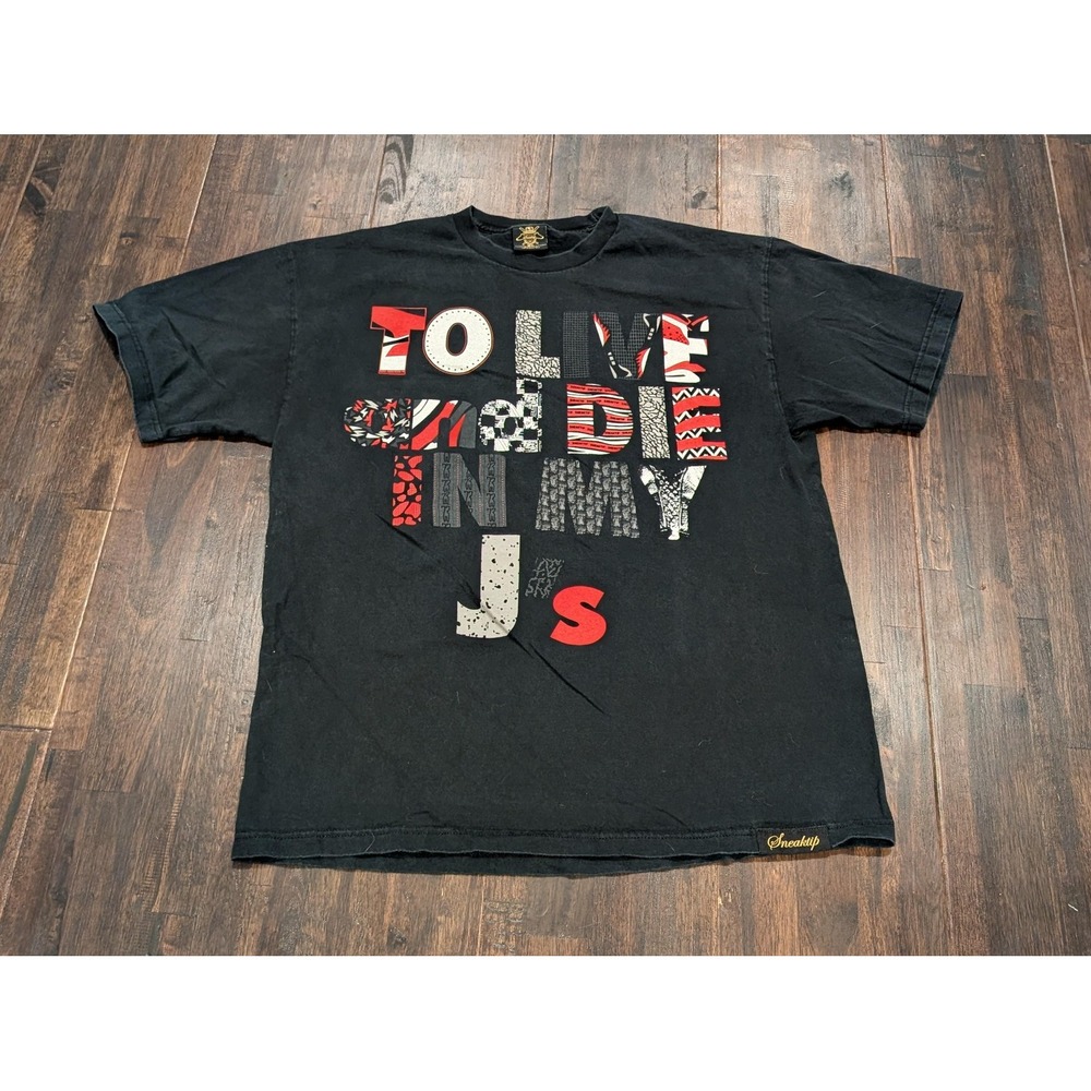 Vintage USA Sneaktip Air Jordan‎ T-Shirt Mens XL To Live And Die In My Js Cotton